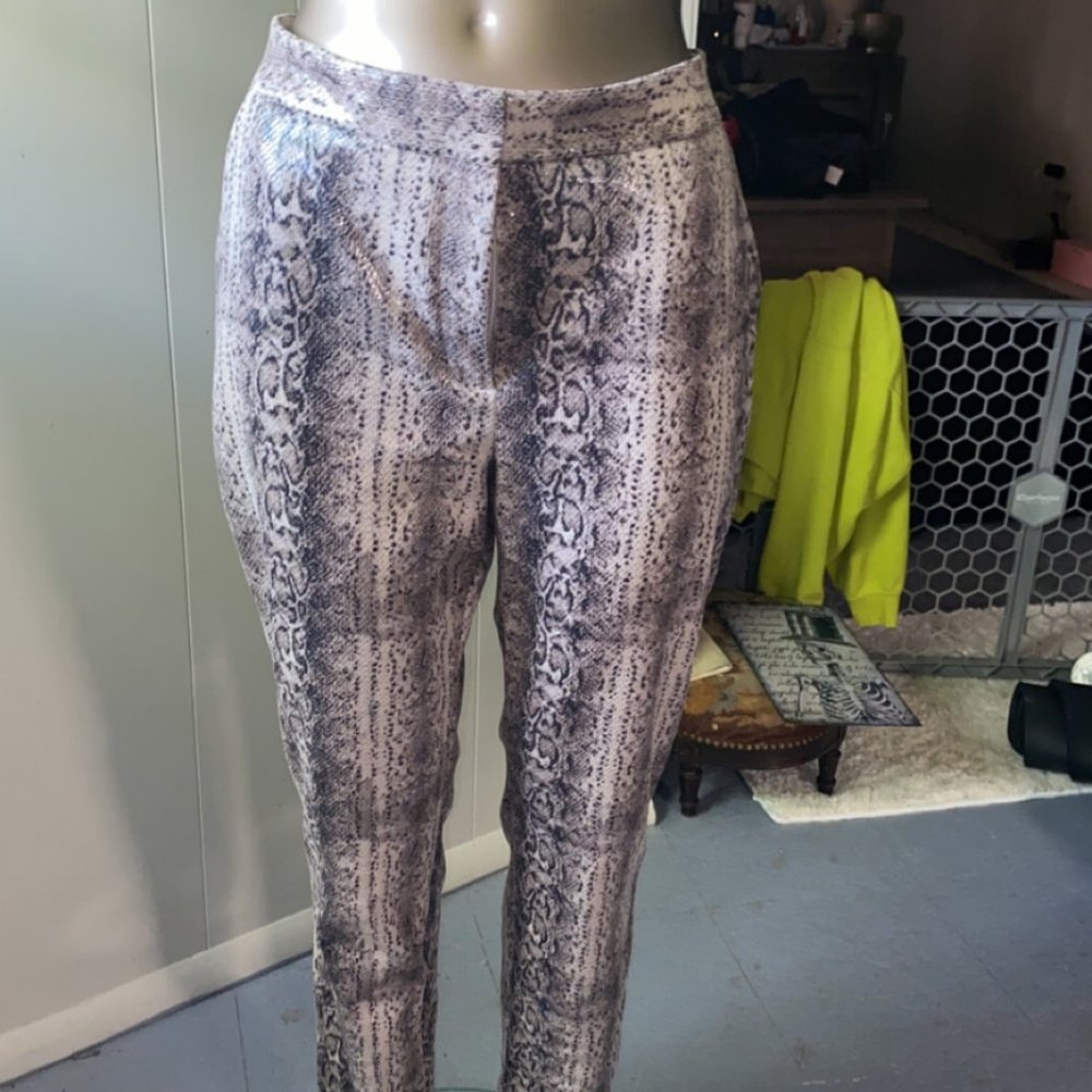 Express Animal Print Shiny Ankle Pants